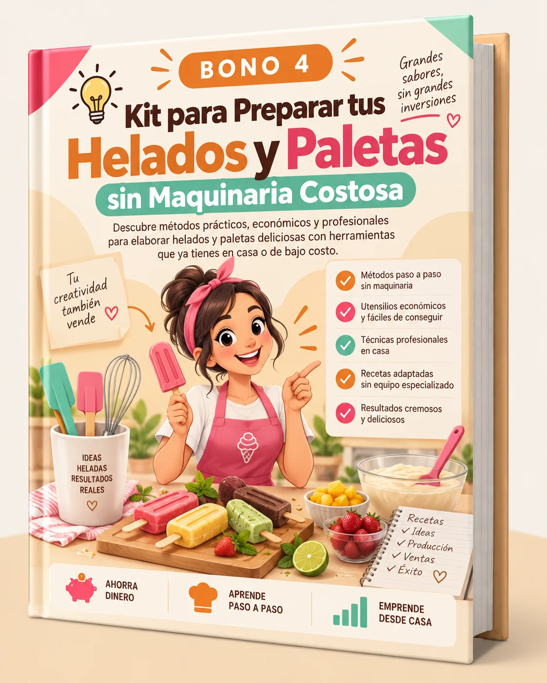 Mockup del bono 4: Kit para Preparar Helados y Paletas sin Maquinaria Costosa