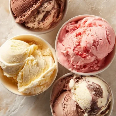 Variedad de helados cremosos de distintos sabores